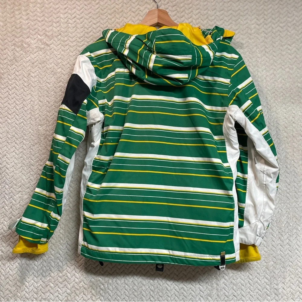 Vintage Y2K DC Boys Green Yellow Striped Snowboard Streetwear Jacket Size Medium
